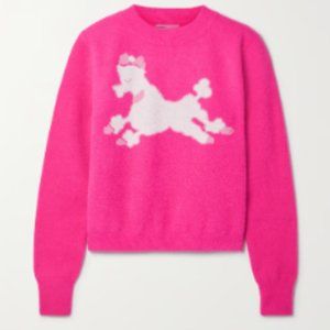 HVN - Diana Brushed Intarsia-knit Sweater - Pink (Large, like new)